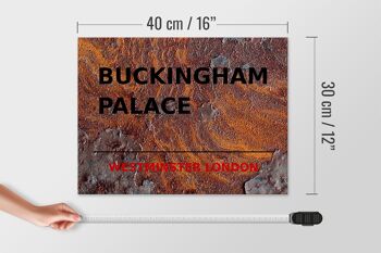 Panneau en bois Londres 40x30cm Rue Buckingham Palace rouille 4