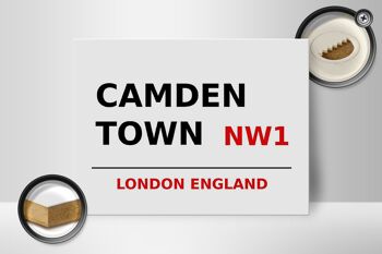 Panneau en bois Londres 40x30cm Angleterre Camden Town NW1 2