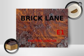 Panneau en bois Londres 40x30cm Street Brick Lane E1 Rouille 2