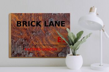 Panneau en bois Londres 40x30cm Street Brick Lane E1 Rouille 3