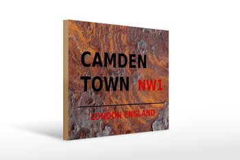 Panneau en bois Londres 40x30cm Angleterre Camden Town NW1 Rouille 1