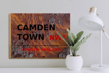 Panneau en bois Londres 40x30cm Angleterre Camden Town NW1 Rouille 3