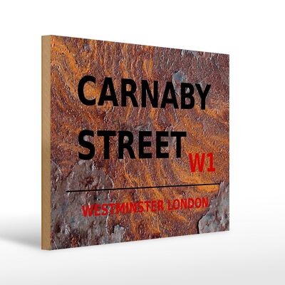 Holzschild London 40x30cm Westminster Carnaby Street W1 Rost