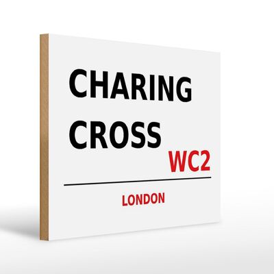 Cartel de madera Londres 40x30cm Charing Cross WC2 decoración pared