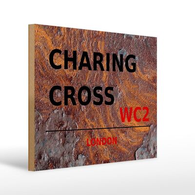 Cartello in legno Londra 40x30 cm Charing Cross WC2 regalo