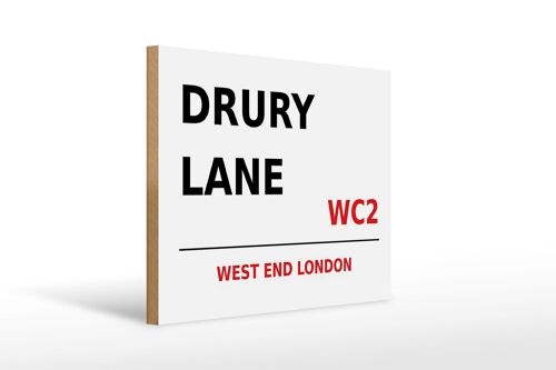 Holzschild London 40x30cm west end Drury Lane WC2
