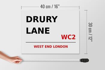 Panneau en bois Londres 40x30cm extrémité ouest Drury Lane WC2 4