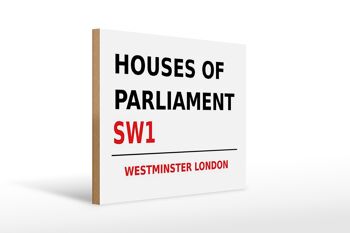 Panneau en bois Londres 40x30cm Houses of Parliament SW1 1