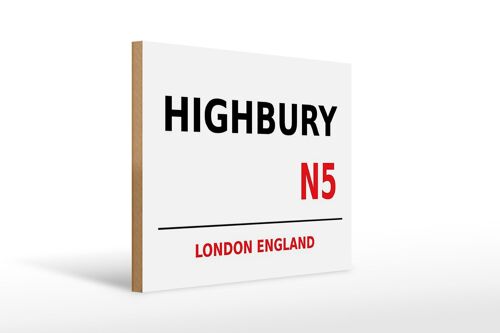 Holzschild London 40x30cm England Highbury N5