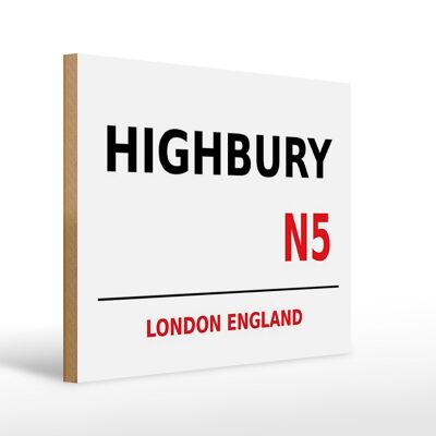 Cartel de madera Londres 40x30cm Inglaterra Highbury N5