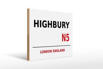 Panneau en bois Londres 40x30cm Angleterre Highbury N5 1