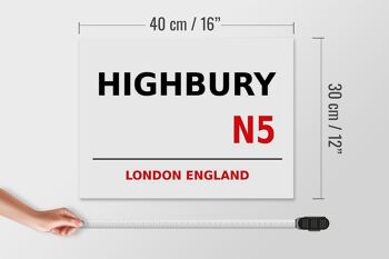 Panneau en bois Londres 40x30cm Angleterre Highbury N5 4