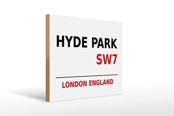 Panneau en bois Londres 40x30cm Angleterre Hyde Park SW7 1