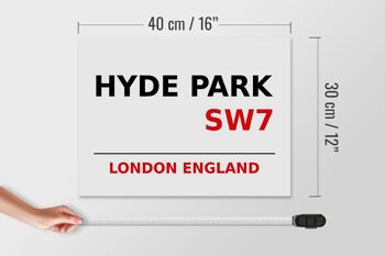 Panneau en bois Londres 40x30cm Angleterre Hyde Park SW7 4