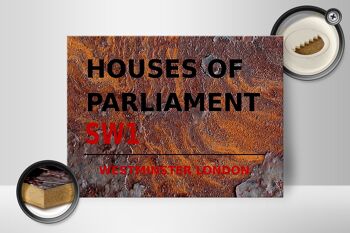 Panneau en bois Londres 40x30cm Houses of Parliament SW1 Rouille 2