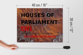 Panneau en bois Londres 40x30cm Houses of Parliament SW1 Rouille 4