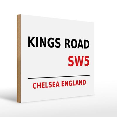 Cartello in legno Londra 40x30 cm Inghilterra Chelsea Kings Road SW5