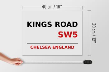 Panneau en bois Londres 40x30cm Angleterre Chelsea Kings Road SW5 4