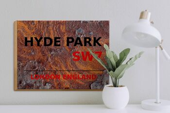 Panneau en bois Londres 40x30cm Angleterre Hyde Park SW7 Rouille 3