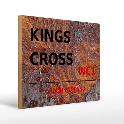 Holzschild London 40x30cm England Kings Cross WC1 Rost