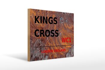 Panneau en bois Londres 40x30cm Angleterre Kings Cross WC1 Rouille 1