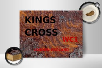 Panneau en bois Londres 40x30cm Angleterre Kings Cross WC1 Rouille 2