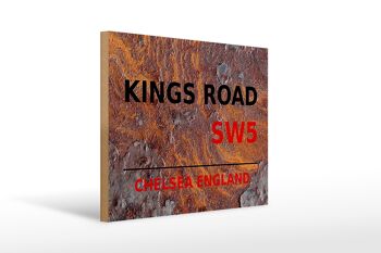 Panneau en bois Londres 40x30cm Angleterre Chelsea Kings Road SW5 Rouille 1