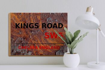 Panneau en bois Londres 40x30cm Angleterre Chelsea Kings Road SW5 Rouille 3
