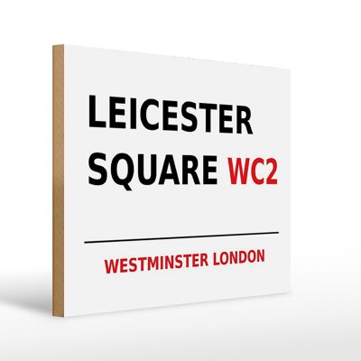 Cartel de madera Londres 40x30cm Westminster Leicester Square WC2