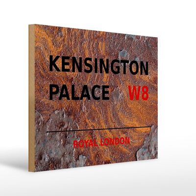 Cartel de madera Londres 40x30cm Royal Kensington Palace L8 Óxido