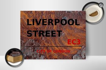Panneau en bois Londres 40x30cm City Liverpool Street EC3 Rouille 2