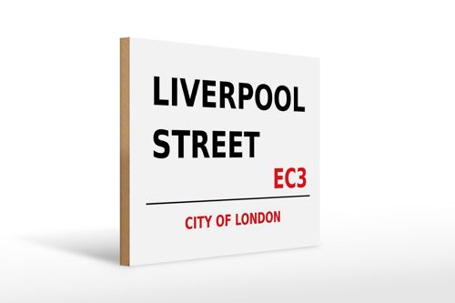 Holzschild London 40x30cm City Liverpool Street EC3