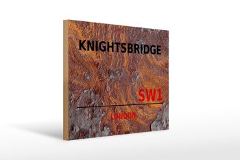 Panneau en bois Londres 40x30cm Knightsbridge SW1 rouille 1