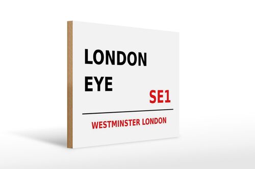 Holzschild London 40x30cm Westminster London Eye SE1