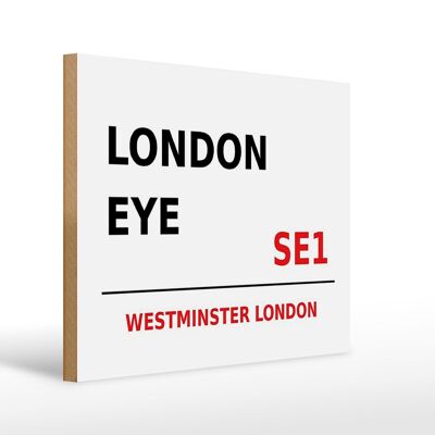 Cartel de madera Londres 40x30cm Westminster London Eye SE1