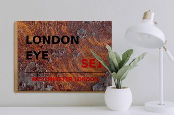 Panneau en bois Londres 40x30cm Westminster London Eye SE1 Rouille 3