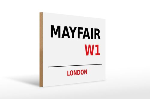 Holzschild London 40x30cm Mayfair W1 Wanddeko