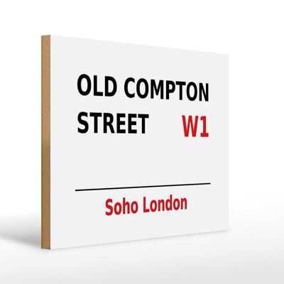 Cartello in legno Londra 40x30 cm Soho Old Compton Street W1