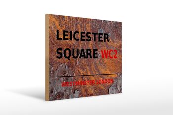 Panneau en bois Londres 40x30cm Westminster Leicester Square WC2 Rouille 1