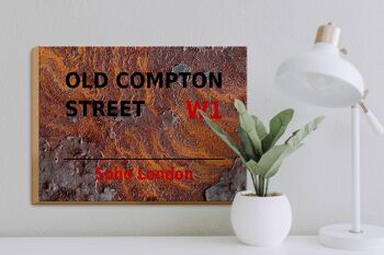Panneau en bois Londres 40x30cm Soho Old Compton Street W1 Rouille 3