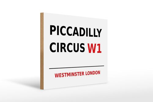 Holzschild London 40x30cm Westminster Piccadilly Circus W1