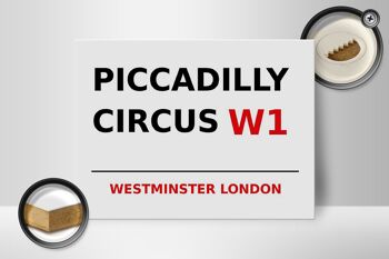 Panneau en bois Londres 40x30cm Westminster Piccadilly Circus W1 2