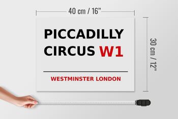 Panneau en bois Londres 40x30cm Westminster Piccadilly Circus W1 4