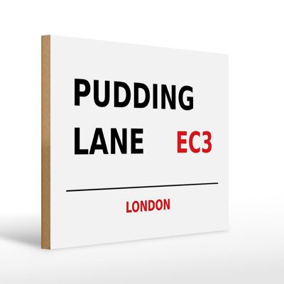Letrero de madera Londres 40x30cm Pudding Lane EC3 decoración de pared