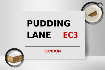 Panneau en bois Londres 40x30cm Pudding Lane EC3 décoration murale 2