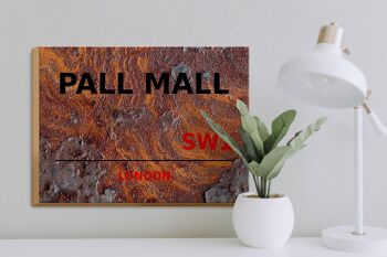 Panneau en bois Londres 40x30cm Pall Mall SW1 décoration murale rouille 3