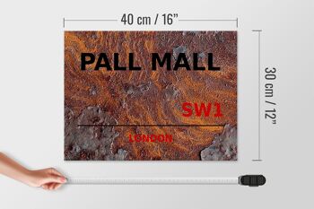 Panneau en bois Londres 40x30cm Pall Mall SW1 décoration murale rouille 4