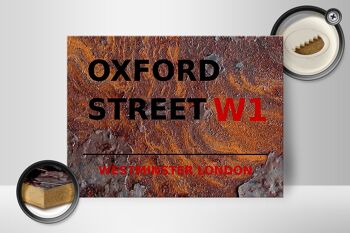 Panneau en bois Londres 40x30cm Westminster Oxford Street W1 Rouille 2