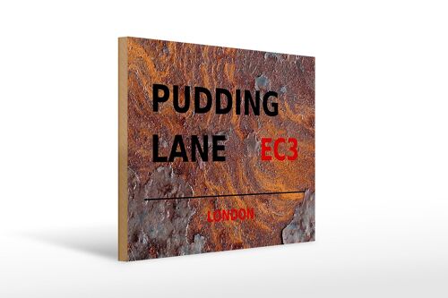 Holzschild London 40x30cm Pudding Lane EC3