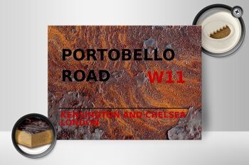 Panneau en bois Londres 40x30cm Portobello Road W11 Kensington Rouille 2